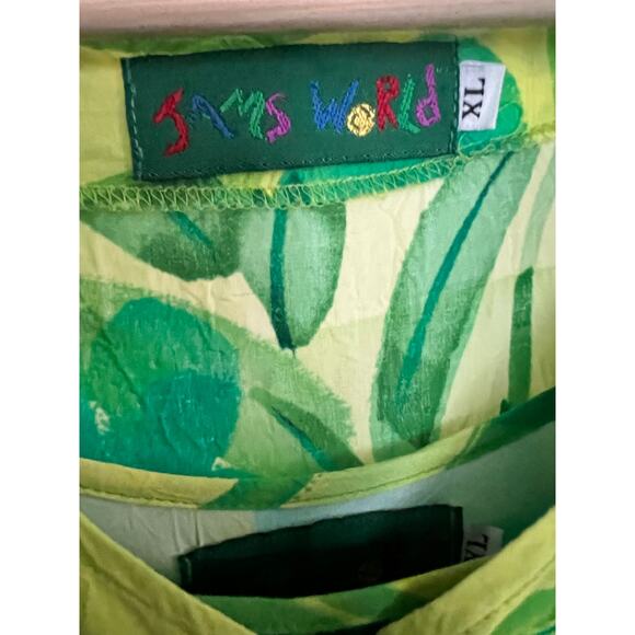 Jam's World Dress Set XL Green Yellow Stripe Floral Hawaiian Tank Sleeveless - Picture 5 of 7